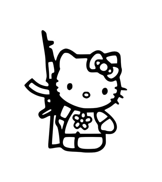 Hello Kitty AK47 - Car Bumper Vinyl Decal